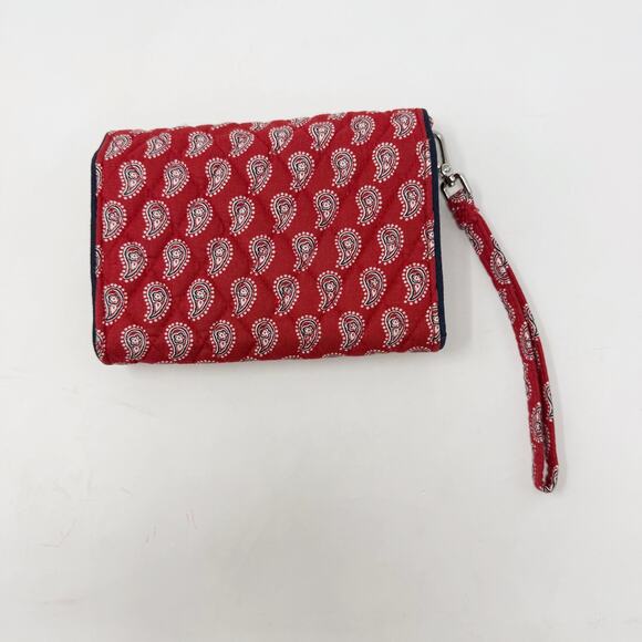 Vera Bradley Red Petite Red Bandana Paisley Turnlock Wallet Wristlet Strap - Picture 2 of 10
